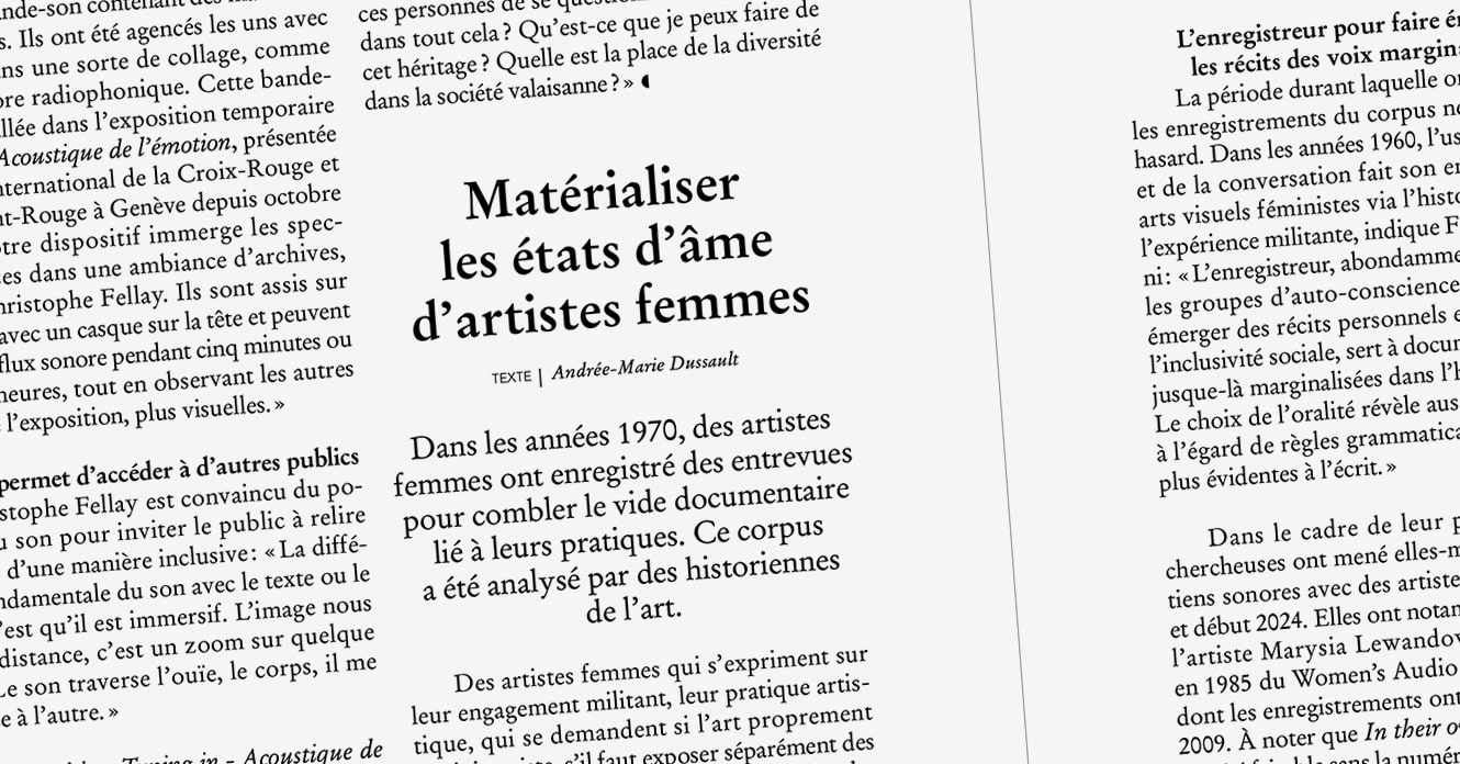 Matérialiser les états d’âme d’artistes femmes