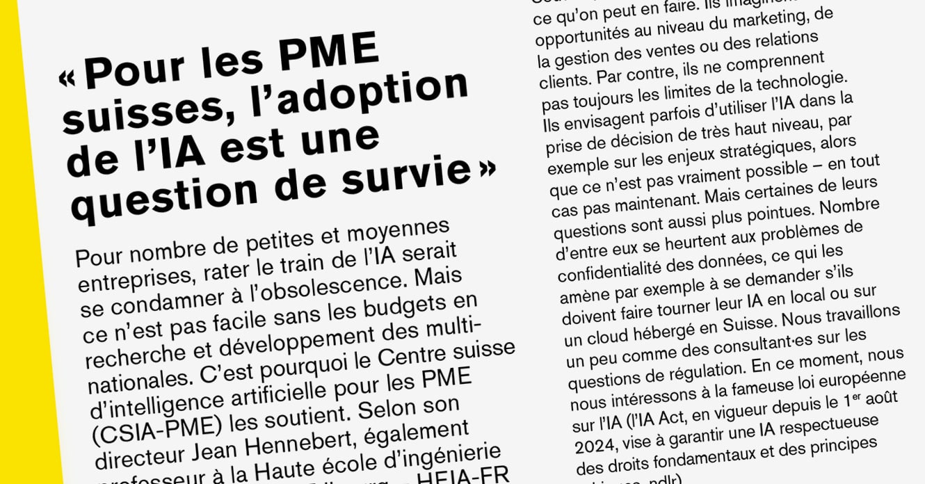 « Pour les PME suisses, l’adoption de l’IA est une question de survie »